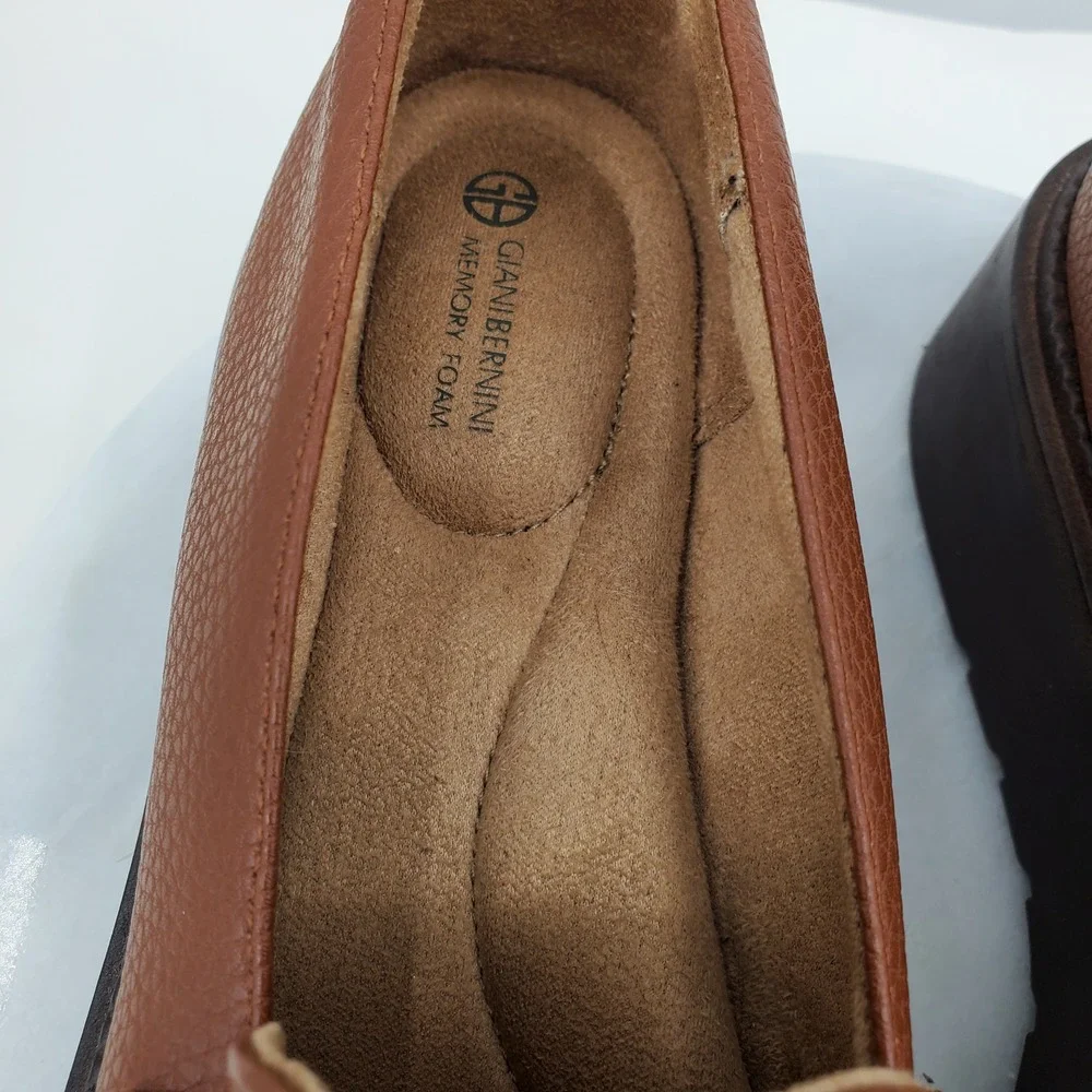 Giani Bernini Mayaa Lug-Sole Brown Leather‎ Horse Bit Loafer Shoes 8 Prep